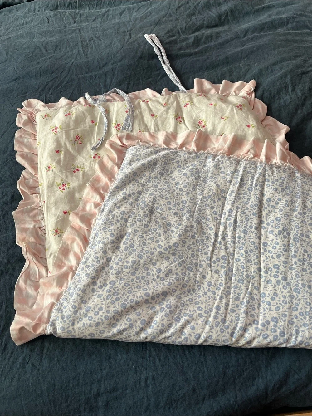 SweetHoney Nap Mat cotton floral print blue 0786 pink green ruffle ditzy